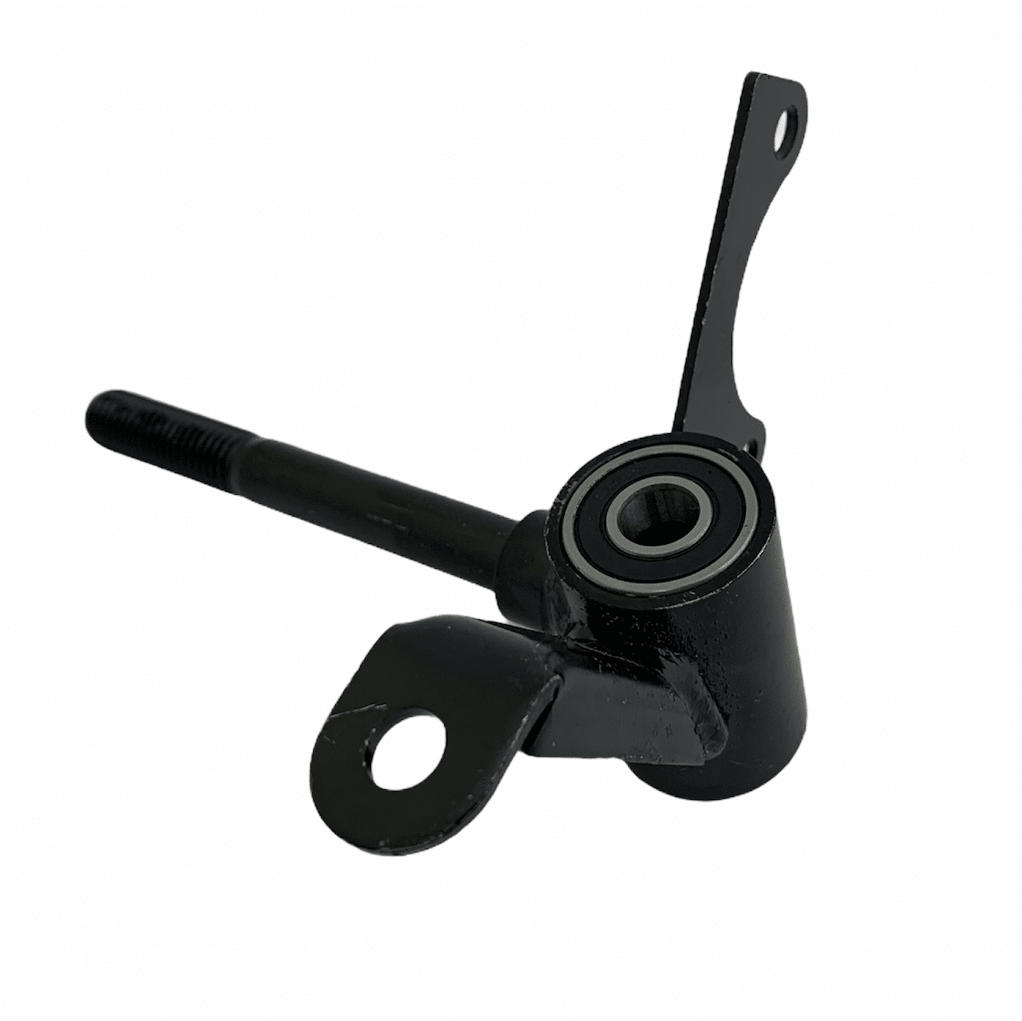a black metal object with bolt holes and bearing