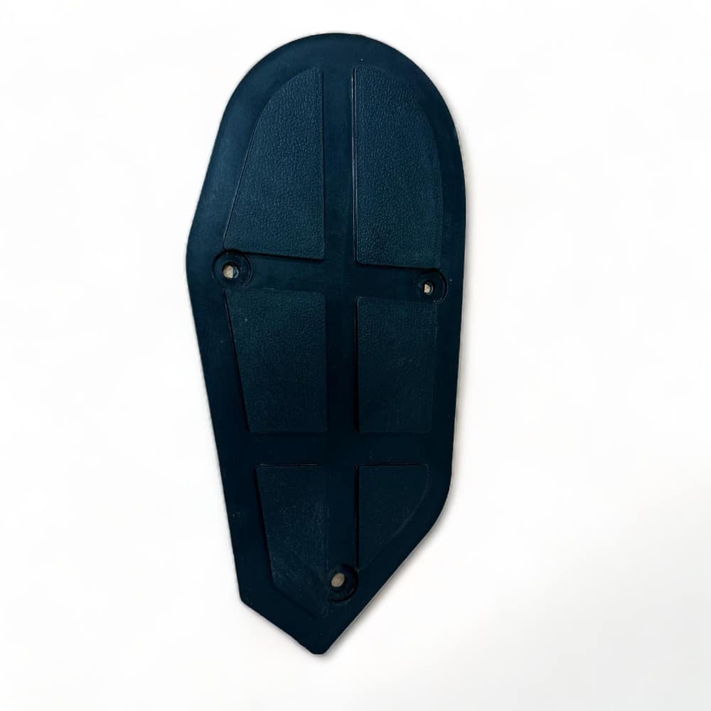 a black plastic footrest with a white background